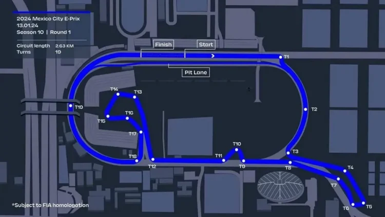 Layout del circuito dell'E-Prix Messico 2025