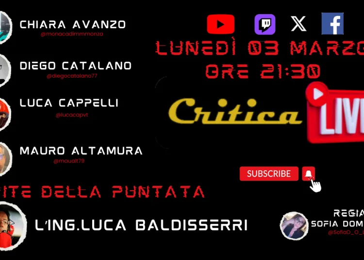CriticaLive con Luca Baldisserri: Ferrari domina in WEC, caos FIA e il debutto di Newey in Aston Martin
