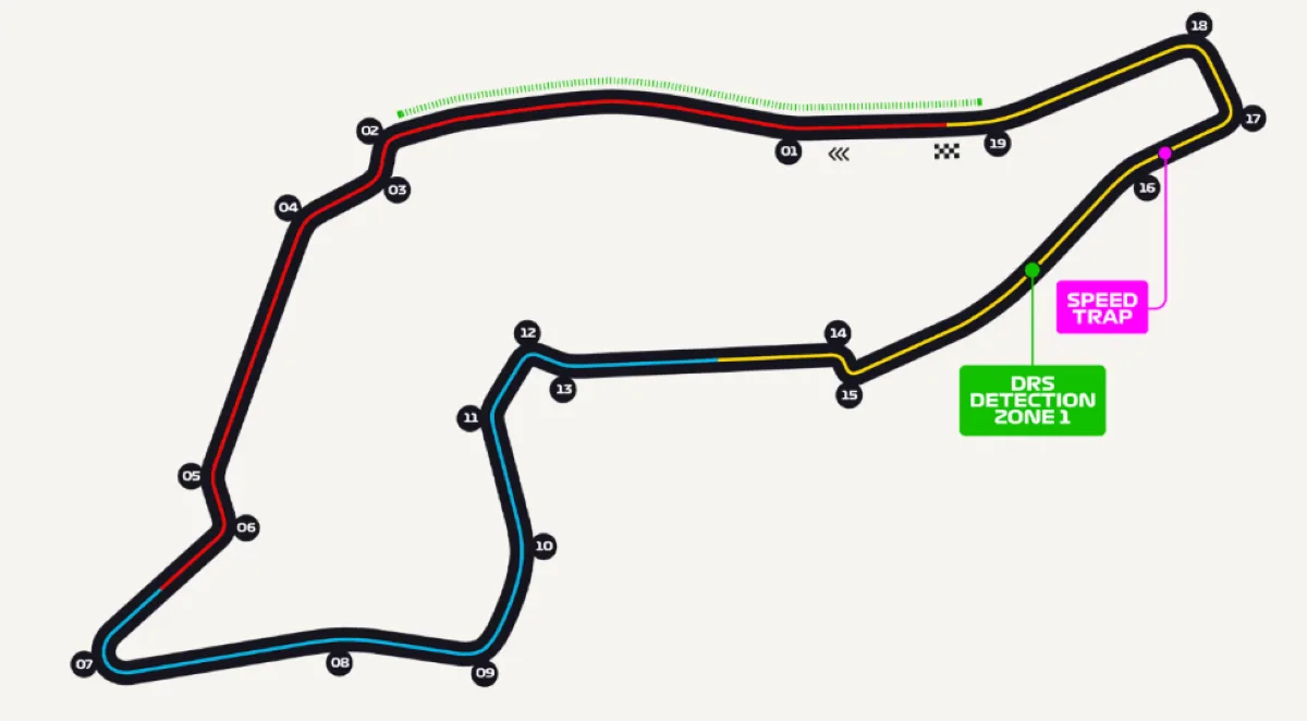 Il layout del circuito di Imola sede del Gran Premio dell'Emilia Romagna
