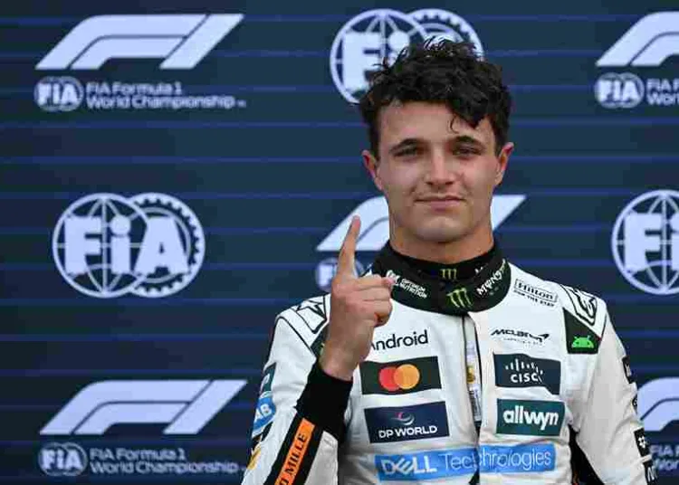 Lando Norris dopo aver conquistato la pole position a Monaco