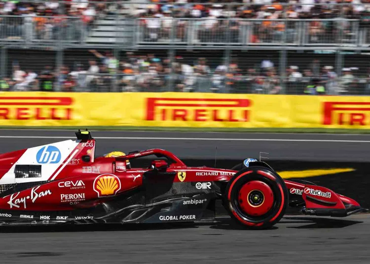 Lewis Hamilton alla guida della SF25 in Canada