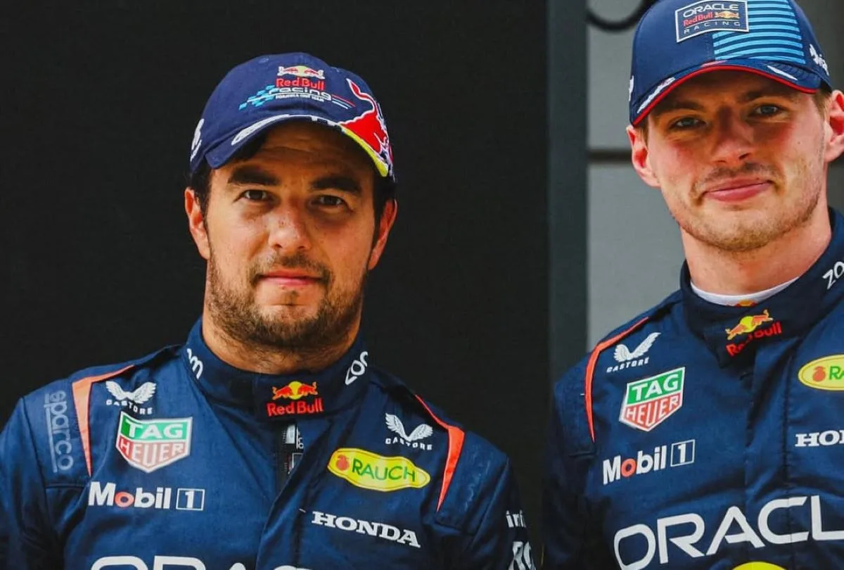 Sergio Perez e Max Verstappen al termine della Sprint Race del GP di Cina 2024