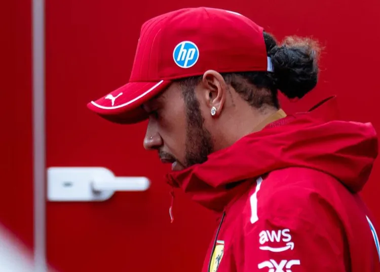 Il pilota della Ferrari Lewis Hamilton, a Spa-Francorchamps, in Belgio