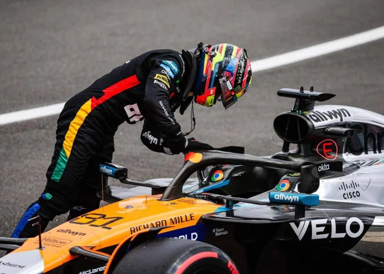 Oscar Piastri con la sua McLaren, a fine gara