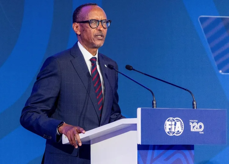 Paul Kagame Presidente della Repubblica ruandese, mentre annuncia la candidatura per ospitare un Gran Premio di F1 nel Paese