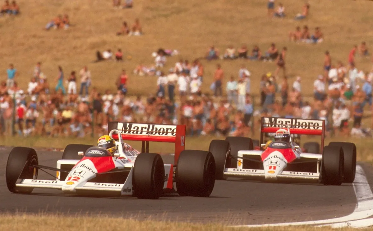 Ayrton Senna ed Alain Prost al Grand Prix d'Ungheria del 1988