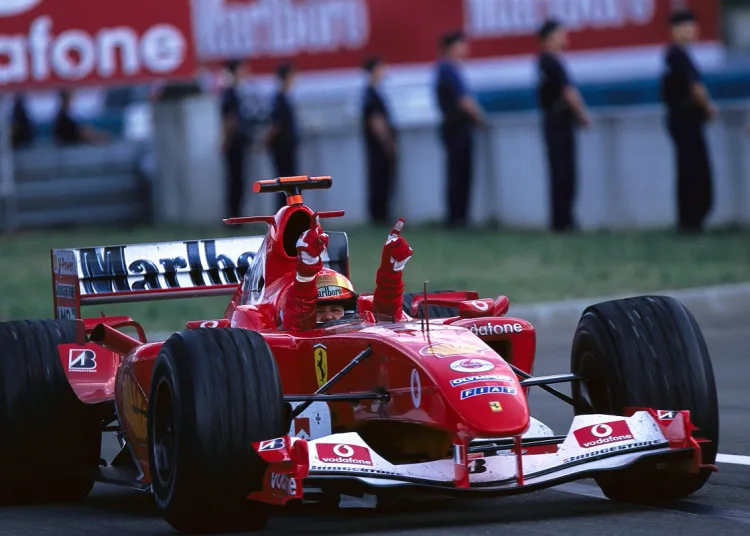 Il ferrarista Michael Schumacher, l'ultimo vincitore del Gran Premio di Ferragosto di F1, in Ungheria
