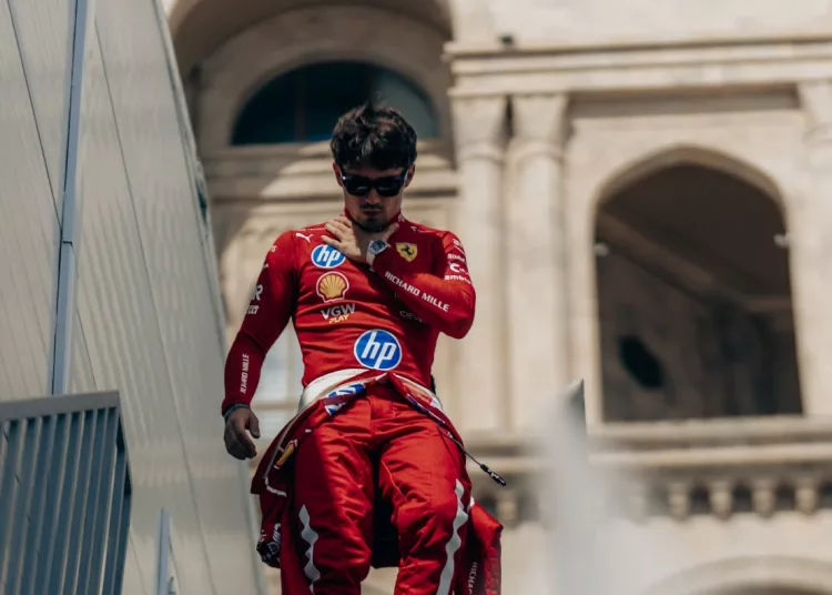Charles Leclerc a Baku, sede del Gp dell'Azerbaijan.